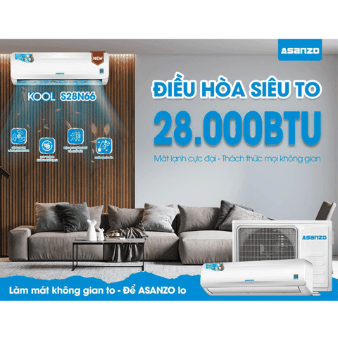 Điều hòa Asanzo 1 chiều S28N66 công suất 28000ptu