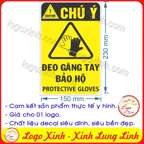LOGO TEM STICKER BIỂN CẢNH BÁO YÊU CẦU ĐEO GĂNG TAY BẢO HỘ - PROTECTIVE GLOVES - BIỂN CẢNH BÁO AN TOÀN LAO ĐỘNG