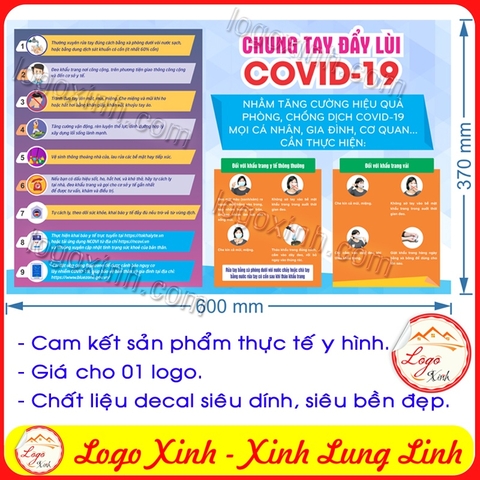 LOGO TEM STICKER BIỂN HƯỚNG DẪN ĐEO KHẨU TRANG VẢI- KHẨU TRANG GIẤY VÀ CÁC BIỆN PHÁP PHÒNG NGỪA DỊCH BỆNH COVID 19