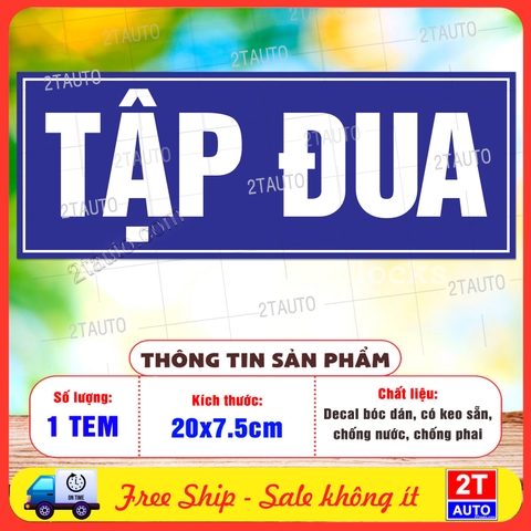 Sticker Decal Chữ TẬP ĐUA Vui Nhộn, Tấm Dán Chữ TẬP ĐUA, Chất Liệu Decal Chống Nước, Tem Decal Trang Trí Xe Hơi Ô Tô