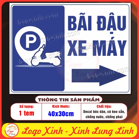 Tem Decal Dán Chỉ Dẫn Khu Vực Nơi Đậu Xe Máy, Nơi Để Ô Tô,Car and Motobike Parking Area,Hướng Dẫn Khu Đậu Xe, Chống Nước