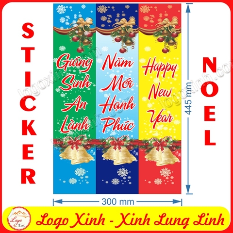 STICKER DECAL BỘ 3 TẤM DÁN TRANG TRÍ NOEL NÔ EN GIÁNG SINH 2022, CÓ KEO SẴN DÁN KÍNH DÁN TƯỜNG DÁN CỬA SIÊU ĐẸP