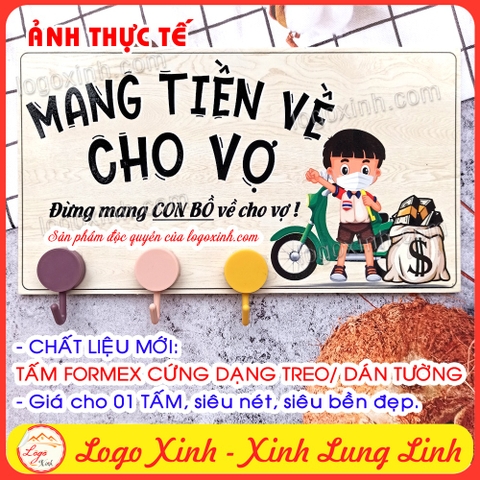 BẢNG TREO MÓC CHÌA KHÓA MANG TIỀN VỀ CHO VỢ, MANG TIỀN VỀ CHO MẸ SIÊU ĐỘC ĐÁO, DECOR TRANG TRÍ NHÀ CỬA - LOGOXINH