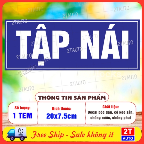 Sticker Decal Chữ TẬP NÁI Vui Nhộn, Tấm Dán Chữ TẬP NÁI, Chất Liệu Decal Bóc Dán Tiện Lợi Chống Nước Trang Trí Xe