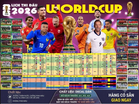 Sticker Decal Lịch World Cup 2026 - Lịch Thi Đấu Bóng Đá 2026 - WC 2026 Tem Dán Theo Dõi Giải Đấu Có Sẵn Keo