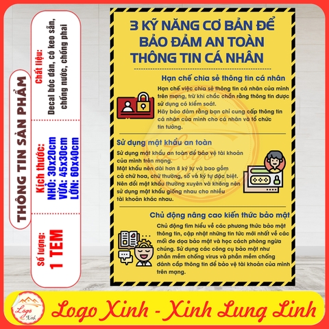 Tem Decal 3 Kỹ Năng Cơ Bản Để Đảm Bảo An Toàn Thông Tin Cá Nhân, Tránh Bị Lừa Đảo Qua Không Gian Mạng, Decal Dán