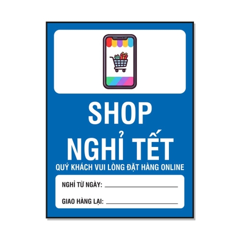 Tem Decal Shop Nghỉ Tết Vui Lòng Đặt Hàng Online Có Ô Ghi Ngày - Biển Thông Báo Dán Cửa Hàng, Shop Quần Áo