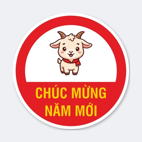 Sticker Tròn Chúc Mừng Năm Mới Hình Dê Con 2027 - Tem Dán Bao Lì Xì, Giỏ Quà Tết, Hộp Bánh Mứt, Cửa Kính