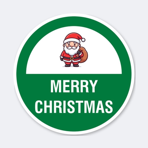 Sticker Tròn Merry Christmas Ông Già Noel - Tem Giáng Sinh Dán Hộp Quà, Túi Quà, Hộp Bánh, Cửa Kính