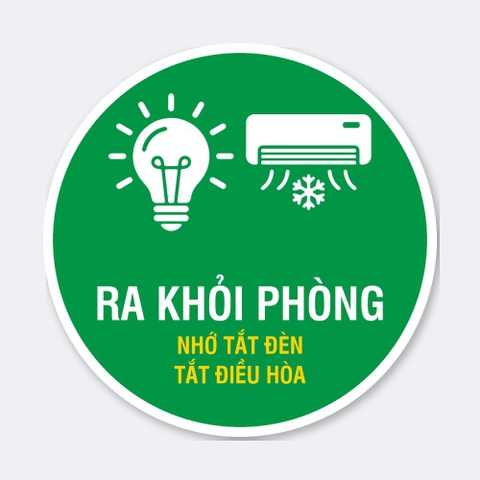 Sticker Tròn Ra Khỏi Phòng Nhớ Tắt Đèn, Tắt Điều Hòa - Tem Tiết Kiệm Điện Dán Cửa Phòng, Văn Phòng, Khách Sạn