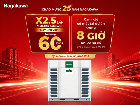 CHÀO ĐÓN HÀNH TRÌNH 25 NĂM – NAGAKAWA NÂNG TẦM CAM KẾT DỊCH VỤ CHO HỆ THỐNG ĐIỀU HÒA TRUNG TÂM VRF