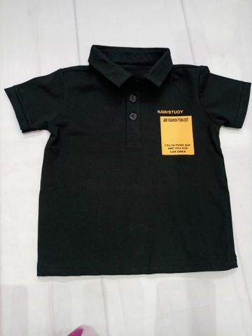 030 Áo thun cổ trụ nhí xanh + đen