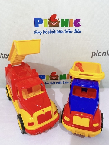 Bộ 2 xe tombul: xe ben và xe thang cứu hỏa