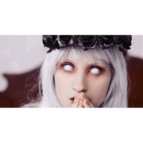 (Babiee) Lens Cosplay Màu Trắng Full Tròng Mắt