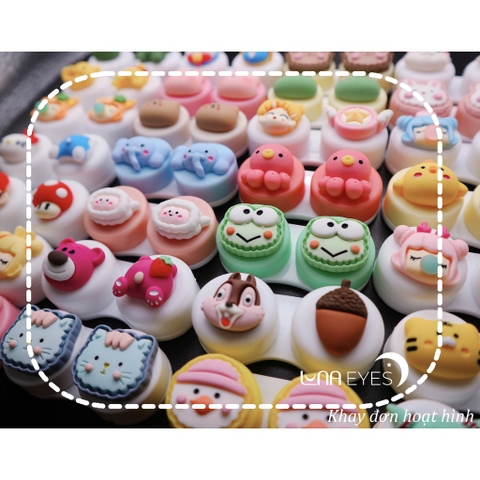 Khay đơn Hoạt Hình LUNA EYES kèm dụng cụ đeo lens