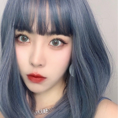 [TS133] Tóc Giả Thẳng Dài Màu Xám Xanh Cao Cấp