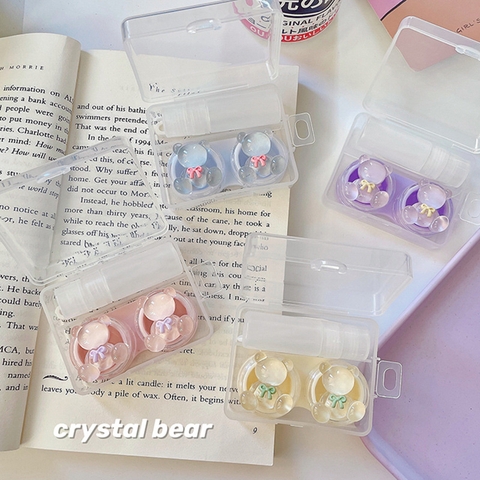 Khay đơn pha lê hình gấu nơ trong suốt kèm dụng cụ đeo