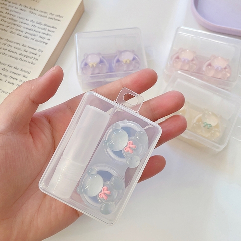 Khay đơn pha lê hình gấu nơ trong suốt kèm dụng cụ đeo