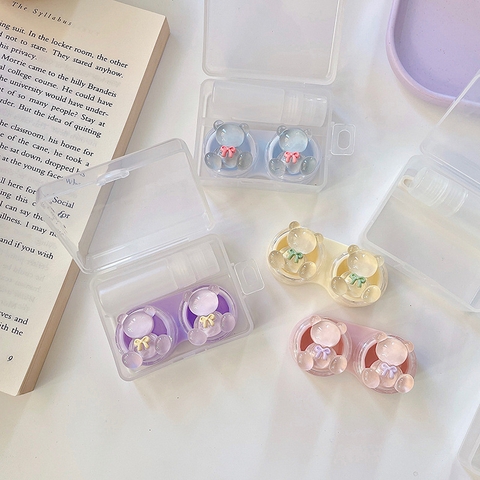 Khay đơn pha lê hình gấu nơ trong suốt kèm dụng cụ đeo