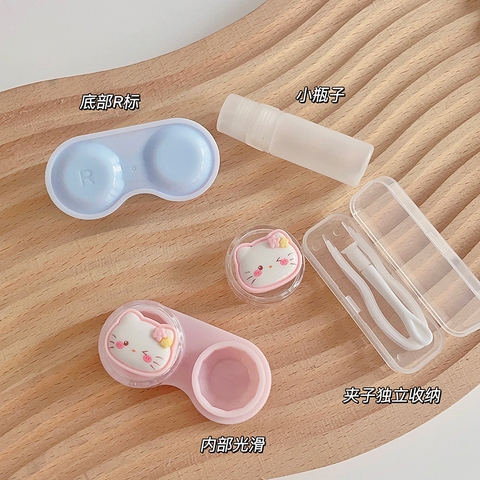Khay hoạt hình đựng được 4 đôi lens kèm dụng cụ đeo