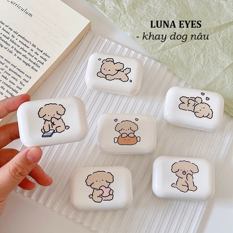 Khay chó nâu LUNA EYES kèm dụng cụ đeo lens