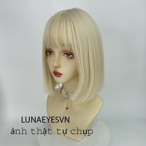[WTHK55] Tóc Giả Vic Ngắn Màu Vàng Be