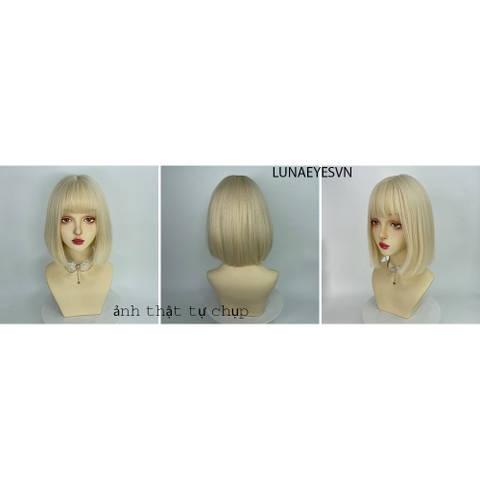 [WTHK55] Tóc Giả Vic Ngắn Màu Vàng Be