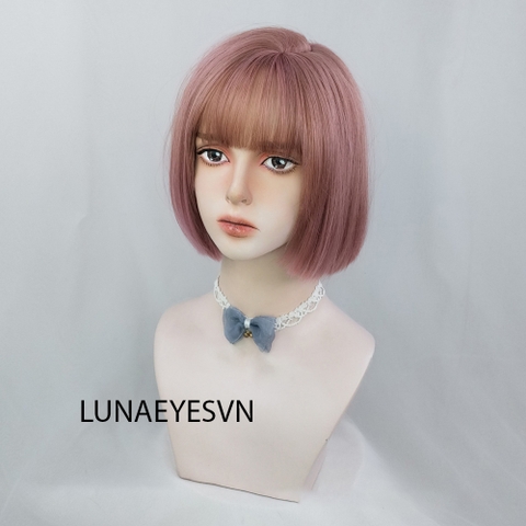 [JG42] Tóc Giả BOB Ngắn Màu Hồng Trà Sữa
