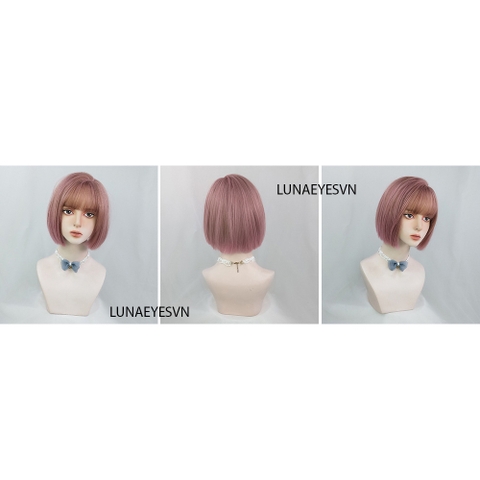 [JG42] Tóc Giả BOB Ngắn Màu Hồng Trà Sữa