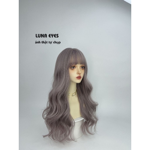 [JG126] Tóc Giả Xoăn Dài Màu Xám Tím