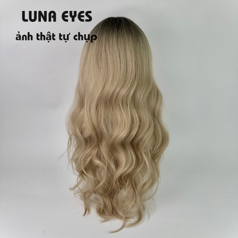 [JG165] Tóc Giả Xoăn Dài Màu Vàng Tây & Chân Tóc Đen