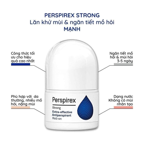 Lăn khử mùi PERSPIREX 3 màu khô thoáng ngăn mùi lên tới 5 ngày