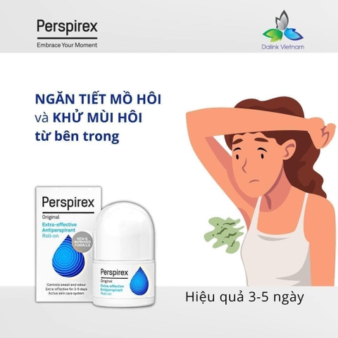 Lăn khử mùi PERSPIREX 3 màu khô thoáng ngăn mùi lên tới 5 ngày