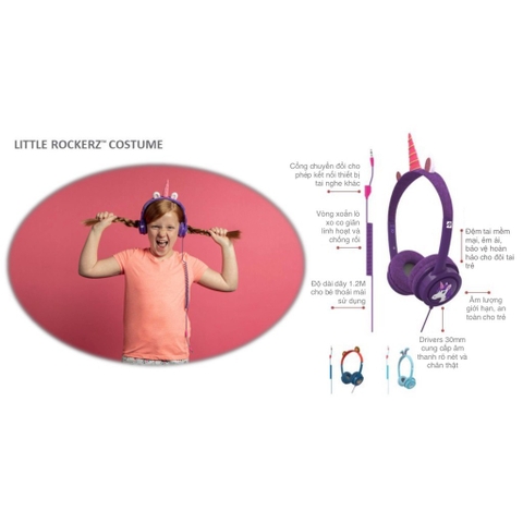 Tai nghe iFrogz Headphone-Little Rockerz Costume-With Buddy Jack and Coiled Cable