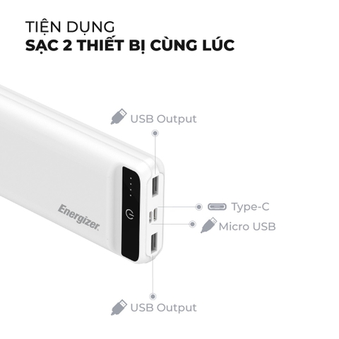 Sạc dự phòng Energizer 20,000mAh /3.7V - UE20009