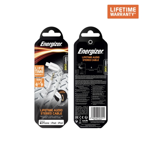 Cáp Lightning Lifetime warranty Audio Energizer-C41EUJALIHT