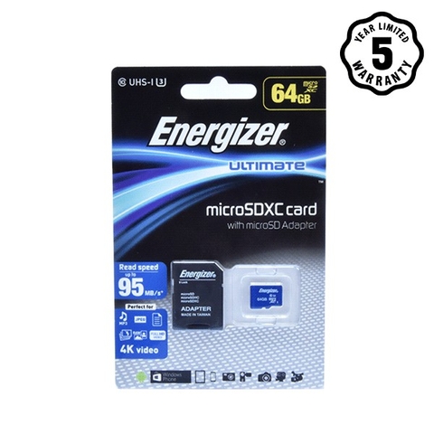 Thẻ nhớ Micro SDXC 64GB Energizer HT C10 U1 80Mb/s - FMDAAH064A