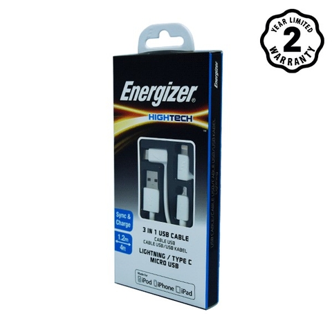 Cáp 3 trong 1 Micro-Lightning-Type C 1.2m C11UBX3CFWH4 - Trắng