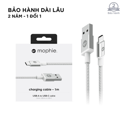 Cáp USB-A to USB-C Mophie 1M - White