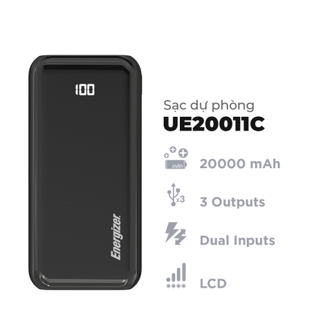 Sạc dự phòng Energizer 20,000mAh /3.7V - UE20011C