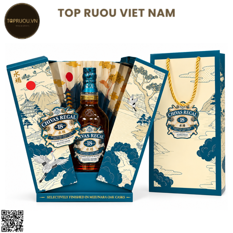 Hộp Quà Whisky Chivas Regal Mizunara 18 F27 (Kèm Túi Hãng) - 700ml - 40% - Scotland
