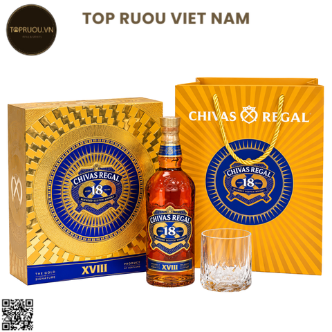 Hộp Quà Whisky Chivas Regal 18 Gold F27 (Kèm Túi Hãng) - 700ml - 40% - Scotland