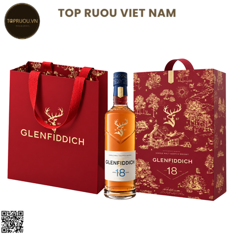 Hộp Quà Whisky Glenfiddich 18 Single Malt F27 (Kèm Túi Hãng) - 700ml - 40% - Scotland