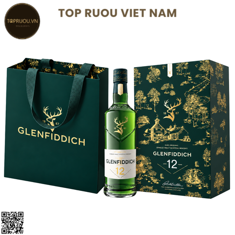 Hộp Quà Whisky Glenfiddich 12 Single Malt F27 (Kèm Túi Hãng) - 700ml - 40% - Scotland