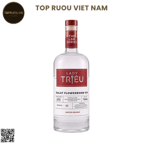 Gin Lady Trieu - Dalat Flowerbomb - 700ml - 45% - Việt Nam