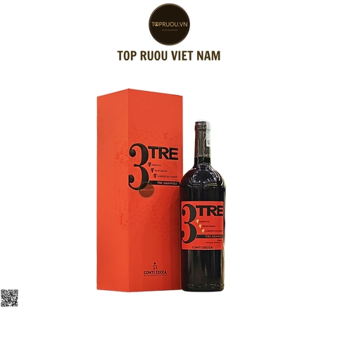 Hộp Quà Rượu Vang Tết 3 Tre Grappoli (Kèm Túi Giấy Hãng) - Ý - Cabernet Sauvignon, Negroamaro, Primitivo - 15% - 750ml
