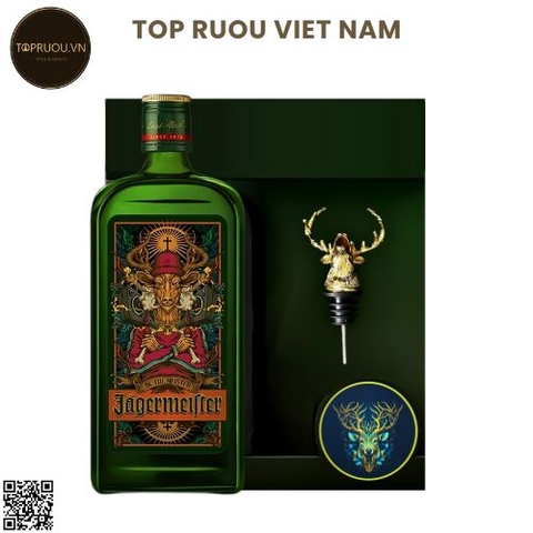 Jagermeister Thần Hươu + Hộp + Kèm Đầu Hươu Inox Xịn + Túi 700ml  - 35% - Đức