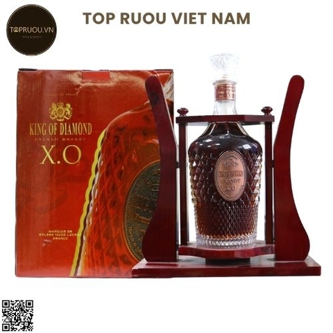 Kệ Rượu Gỗ Brandy XO King Of Diamond - 2000ml - 40% - Pháp