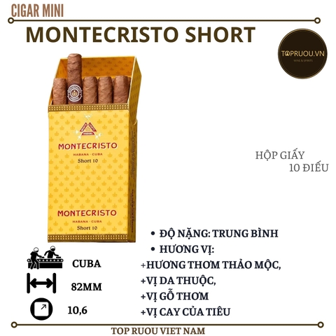 Xì Gà Montecristo Short - 10 Điếu - Cuba