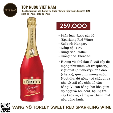 Torley Sweet Red Sparkling Wine - Hungary - Blend - 12% - 750ml